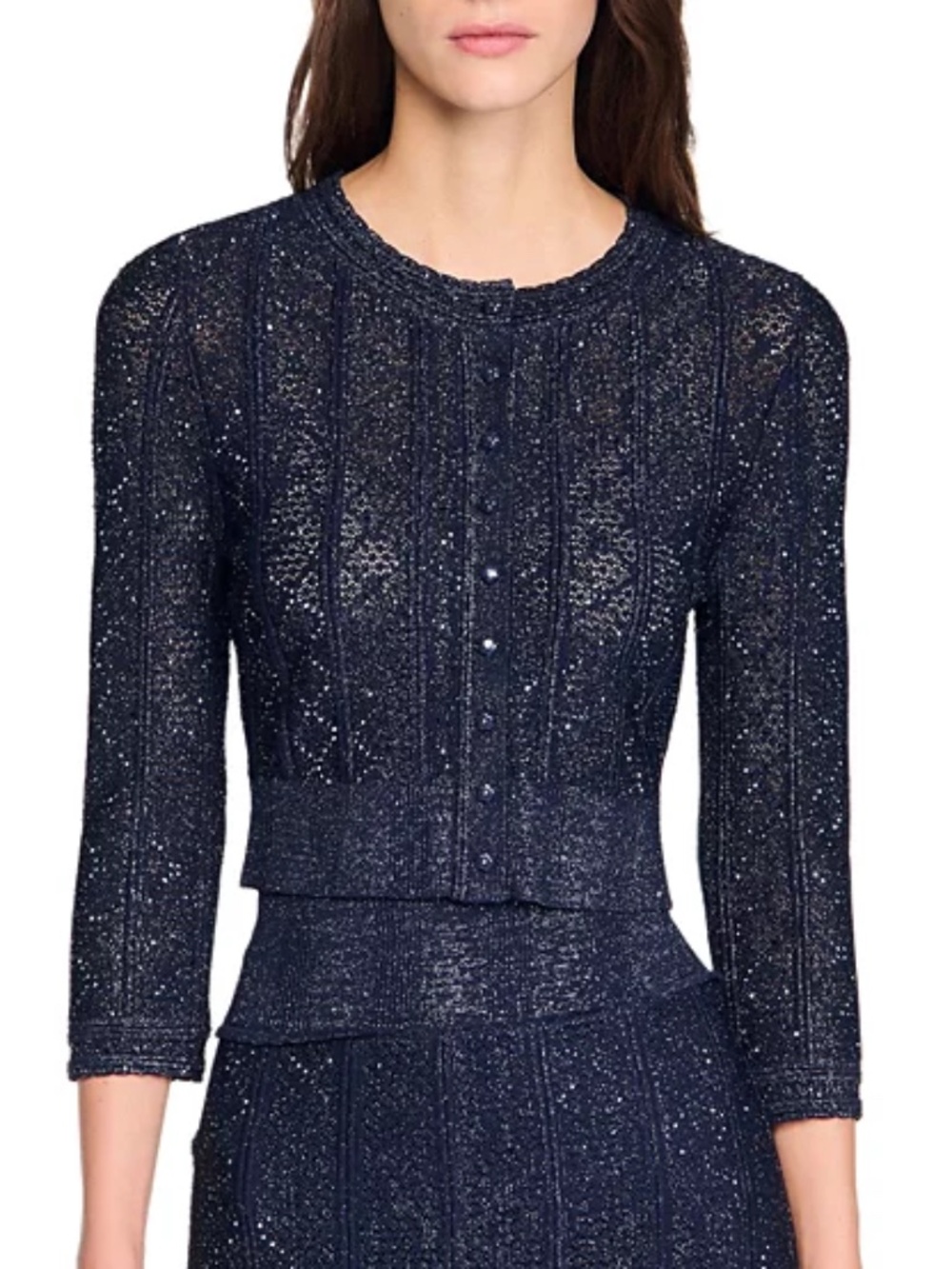 Strass Knit Cropped Cardigan